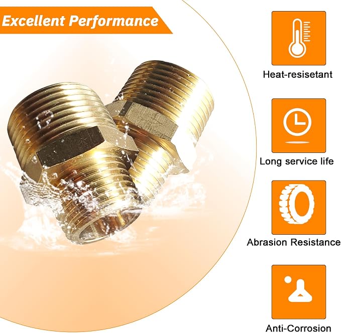 2pcs 3/4" NPT x 1/2" NPT Brass Nipple, 3/4 to 1/2 Adapter Fitting Reducing - Image 4