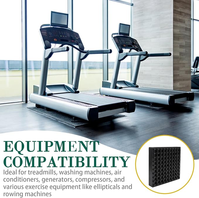 4 Pack Exercise Equipment Mat, Heavy Duty Thick Steel Embedded Rubber Pad - Image 4
