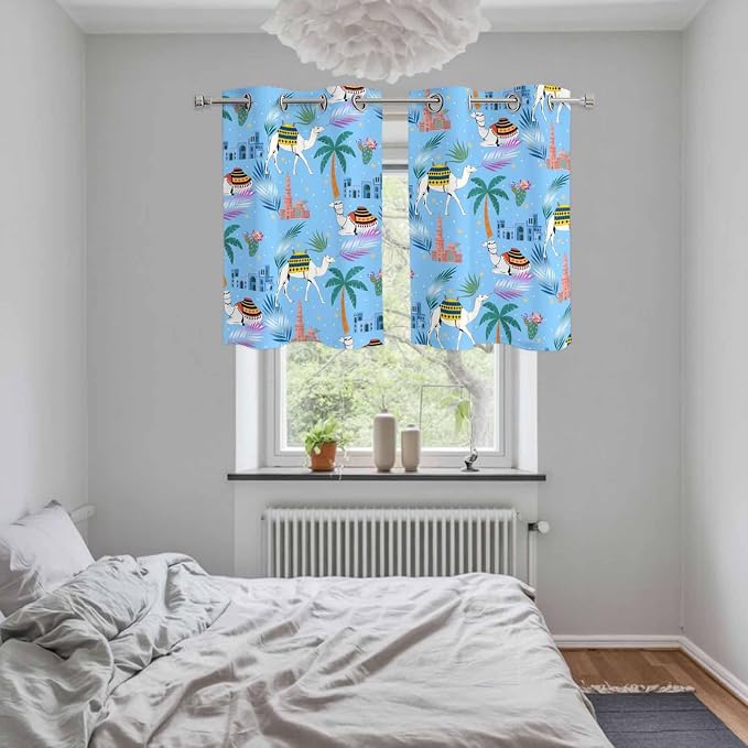 2 Panel Kitchen Cafe Curtains, Desert Landscape Sunlight Filtering Nature Air - Image 5
