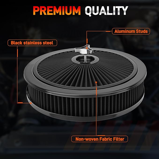 14"x3" High Flow Round Air Cleaner Filter Assembly Kit - Image 4