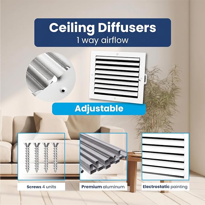 10x10 Aluminum HVAC Vent Cover Register Wall Ceiling 1-Way Air Flow - Image 4