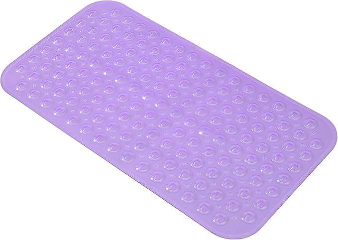 Anti-Slip Bathtub Shower mat, 27.5×14.5（Approximately 70×37cm） inch Soft Oversized Machine Washable Non-Slip Bathtub mat with Drainage Holes, Bathroom Floor Suction Cup.（1- Clear Purple）