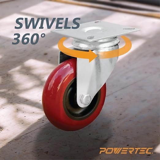 POWERTEC 3 Inch Swivel Caster Wheels Set of 4 - Image 7