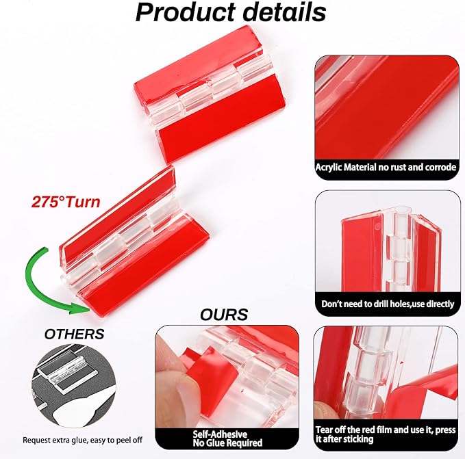 12 Pcs Acrylic Self Adhesive Small Transparent Continuous Hinge Tools - Image 4