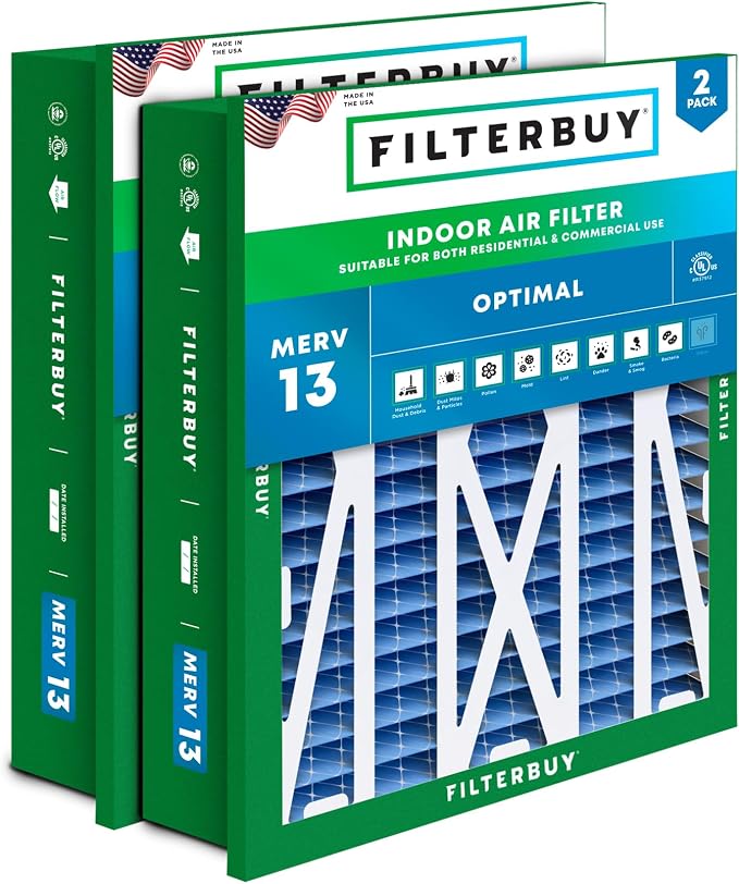 Filterbuy 20x20x5 Air Filter MERV 13 Optimal Smoke & Allergy Defense, by Filterbuy