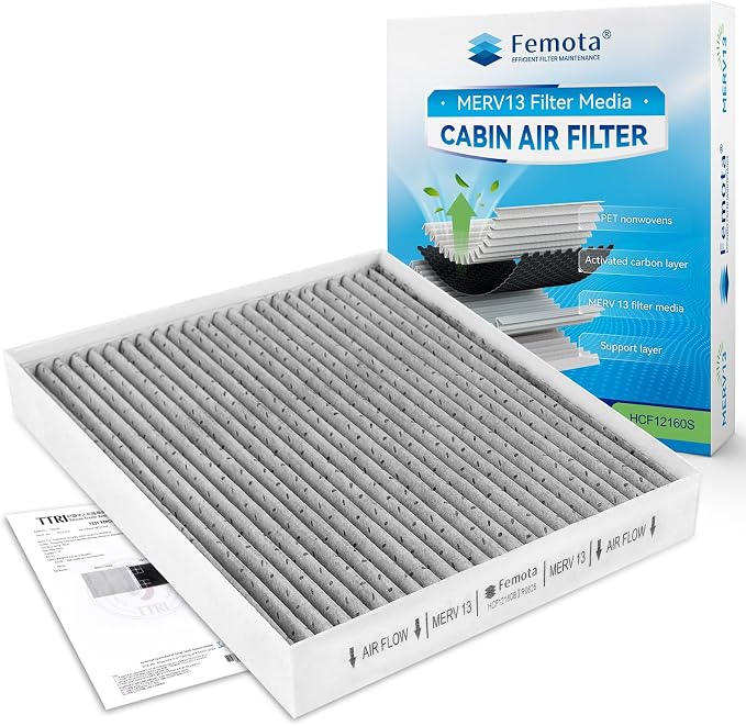 Lab Certified MERV 13 Cabin Air Filter by Femota