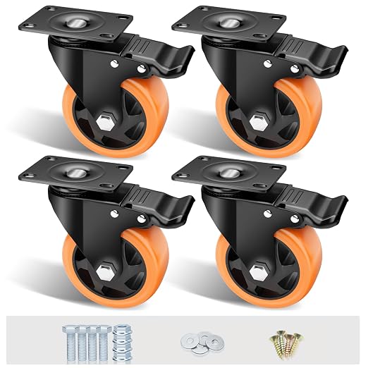 4" Swivel Plate Casters, 1200Lbs Capacity by ASHGOOB
