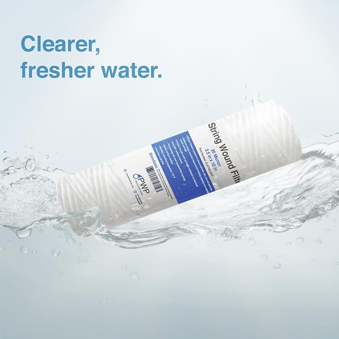 Sediment String Wound Water Filter Cartridge Standard 2.5x10" 20 Micron 25 Pack - Image 5