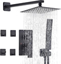 10" Matte Black Rainfall Shower Faucet Set with Rain Shower Head & Handle Set, Wall-Mounted Shower System, Full Metal Trim, Includes Shower Valve Complete Shower Kit