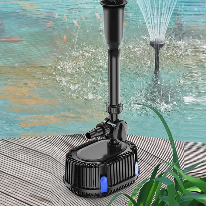 Pond Filter with Pump Fountain Kits, Submersible Pump Pond Fountain Koi Pond by COODIA