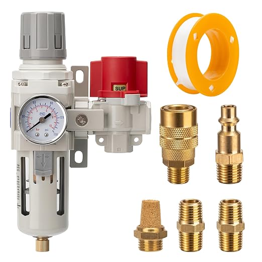Industrial Air Compressor Filter Regulator Combo 3/8" NPT 0-150 PSI Gauge by LNCHKA