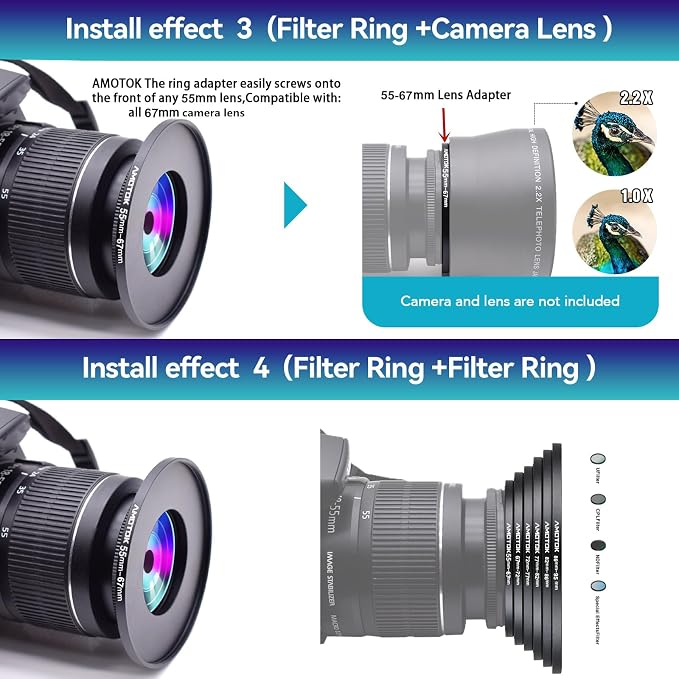 55mm Lens to 67mm Camera Lens Adapter, 55mm to 67mm Filter Step-up Ring Adapter - Image 7