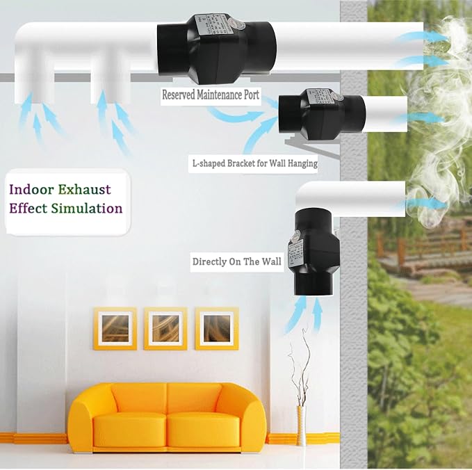 12V 2 Inch Inline Duct Fan 22 CFM Ventilation Exhaust Booster Quiet 6W - Image 3