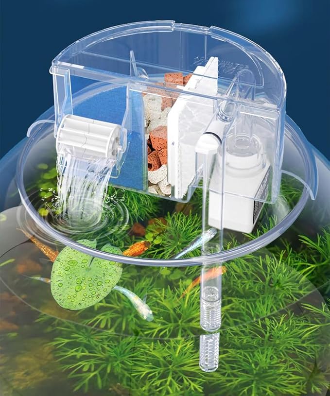 HIERYAN Circular Fish Tank Filter, Aquarium Hang on Filter, Small Fish Tank by HIERYAN