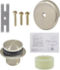 Tip-Toe Bathtub Drain Kit - with 1 Hole Bathtub Overflow Drain Cover & Tip-Toe Tub Trim Set (Brushed Nickel)