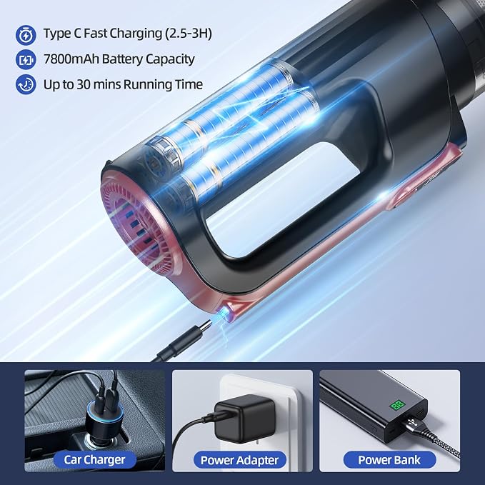 Handheld Vacuum Cleaner, 18000Pa 2 in 1 Cordless Car Vacuum Cleaner&Air Duster - Image 8