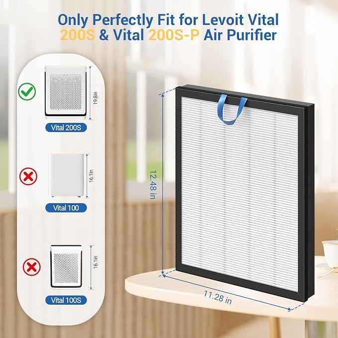 2 Pack Vital 200S Replacement Filter Set, H13 True HEPA Filter - Image 2