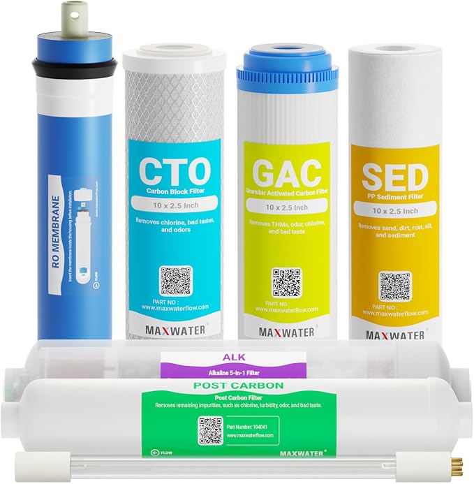 11 Stage Reverse Osmosis RO System replacement Filter Set 5 in1 Alkaline by MaxWater