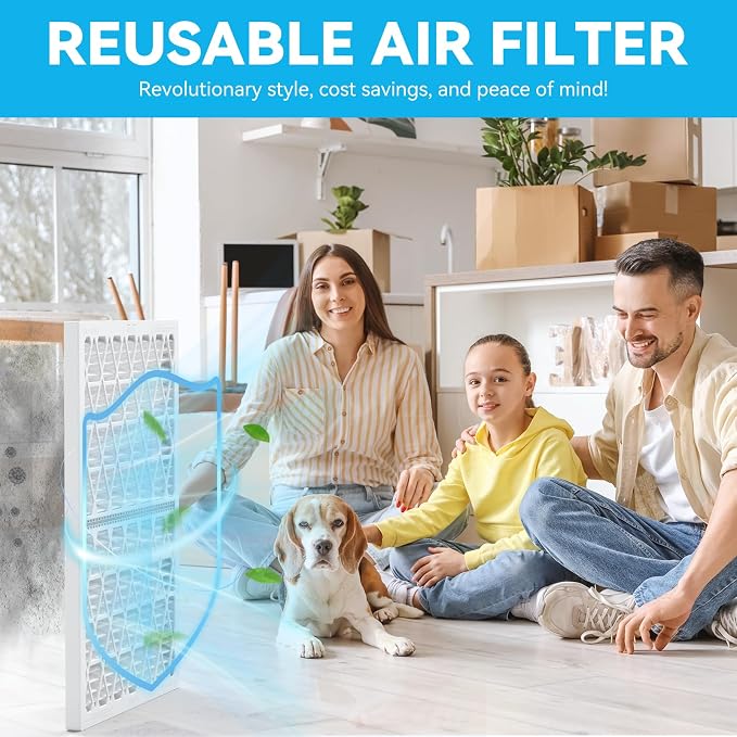 Reusable 14x14x1 Air Filter, 1 Foldable Frame + 6 Refills - Image 4