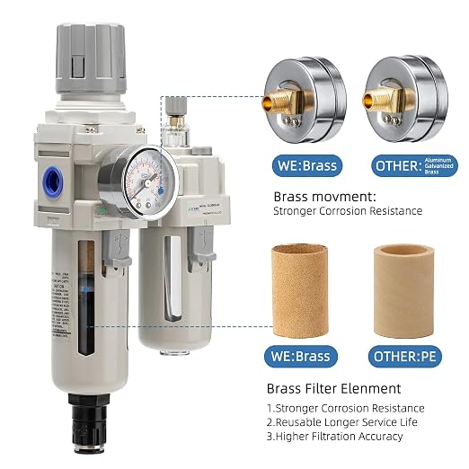 3/8" NPT Auto-Draining Air Filter Regulator Combo - Image 5