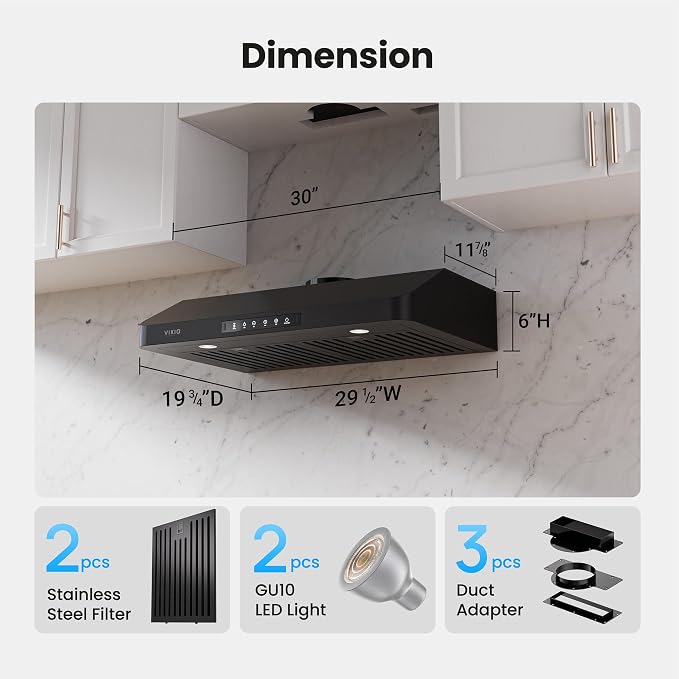 Range Hood 30 inch Under Cabinet, VIKIO HOME Hood Vents - Image 9