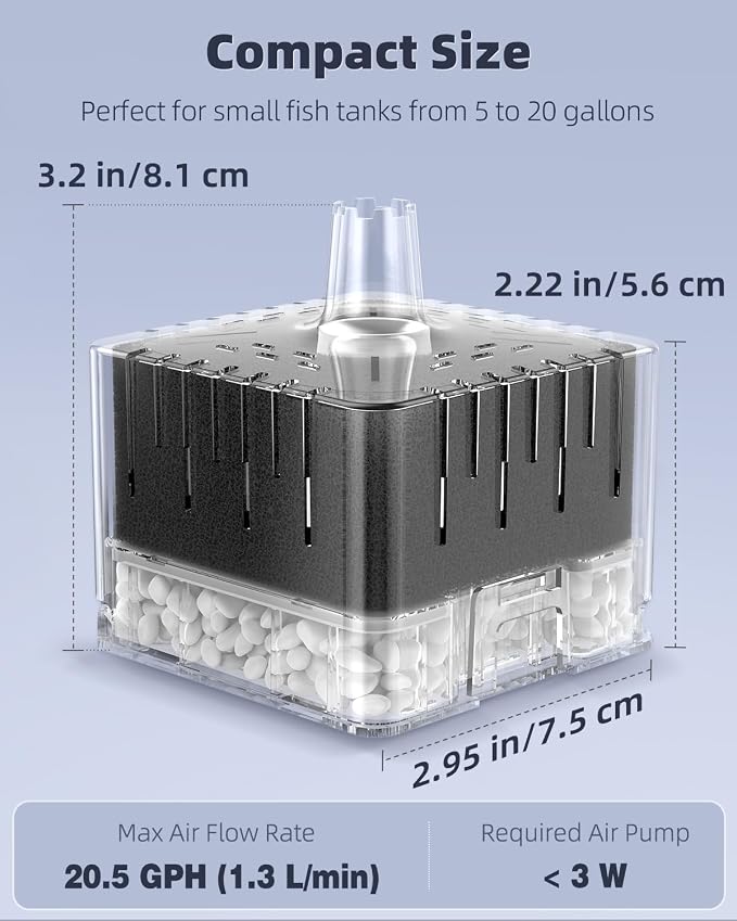 Pawfly Aquarium Sponge Filter for Fish Tanks up to 5-20 Gallons, Small Fish - Image 3