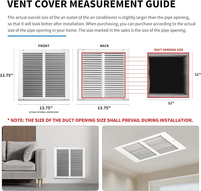 12x12 Return Air Grille, Air Return Vent Cover, Flat Vent Cover, Rejillas De - Image 4