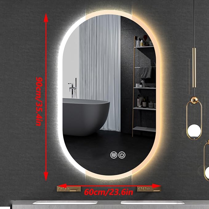 Irregular Bathroom Mirror with 3 Colour LED Light, Wall Mounted Makeup Mirror - Image 7