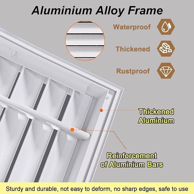 Air Vent Cover for Wall or Ceiling, Two-Way Ventilation Register, Aluminium - Image 4