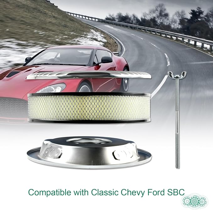 14 x 3 Inch Round Polished Air Cleaner Kit Fully Finned Top - Image 7