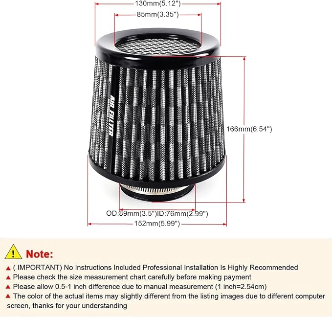 Universal 3 Inch 76mm Air Intake Filter Replacement Cone Air Filters Quality - Image 4