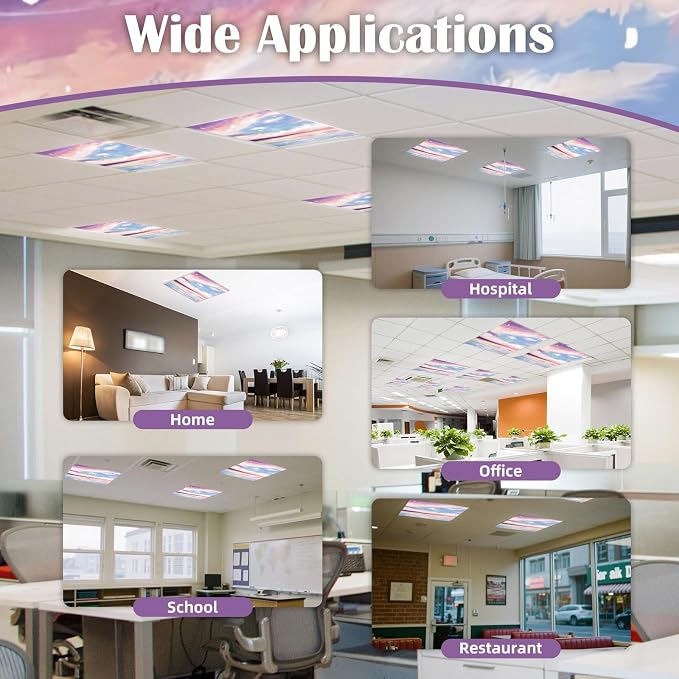 ANGSYLTH 4 Pcs 2x2 Feet Fluorescent Ceiling Light Covers | Magnetic Light Covers - Image 5
