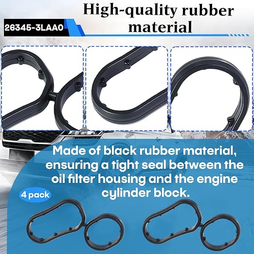 4-Pack 26345-3LAA0 Oil Filter Housing Gasket, Compatible - Image 3