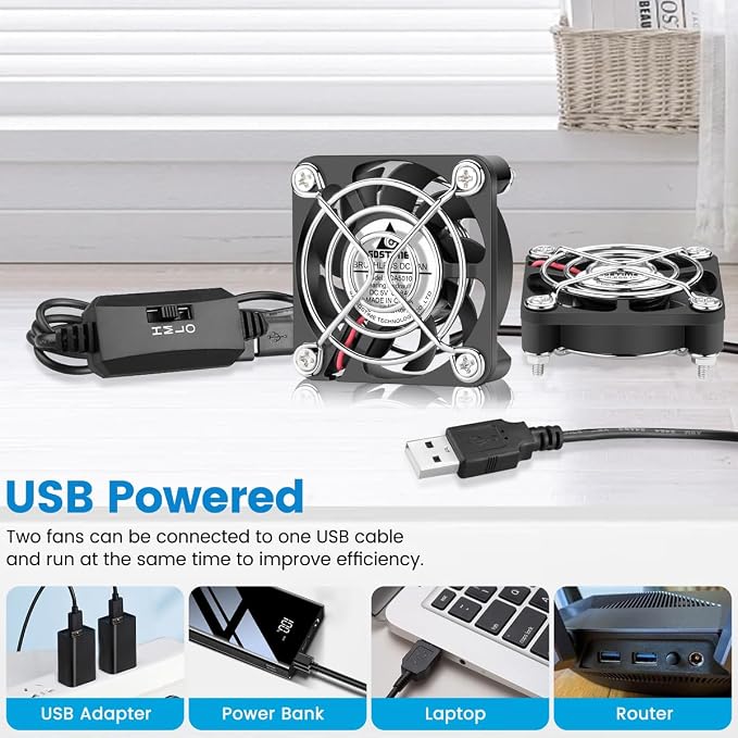 GDSTIME 2-Pack 50mm USB Fans - Image 4