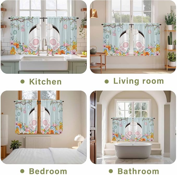 Easter Bunny Kitchen Curtains 54 Inch Long 2 Panel Set, Rod Pocket Window - Image 8