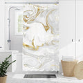 Domoku Grey Gold Marble Shower Curtain,Abstract Modern for Bathroom Decor,Waterproof Texture Washable Fabric,36 X 72
