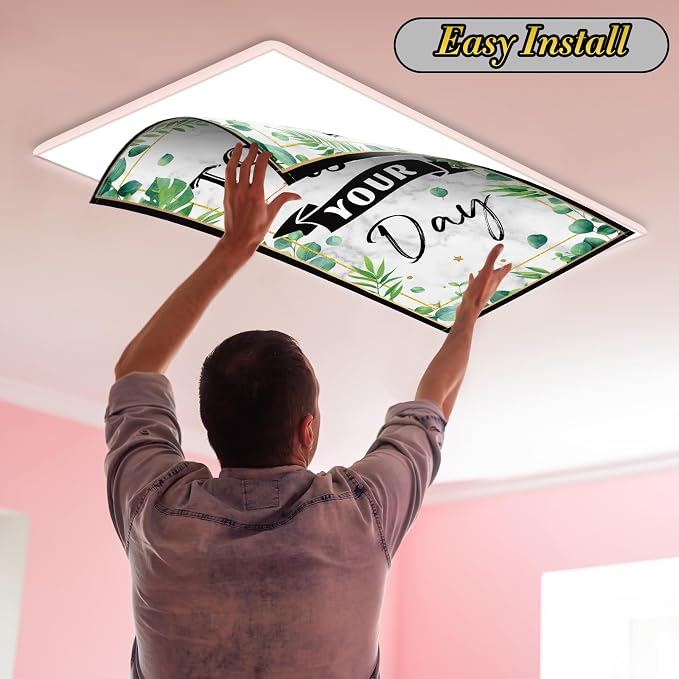 8Pcs Classroom Light Covers for Fluorescent Lights, Eucalyptus Leaf - Image 4