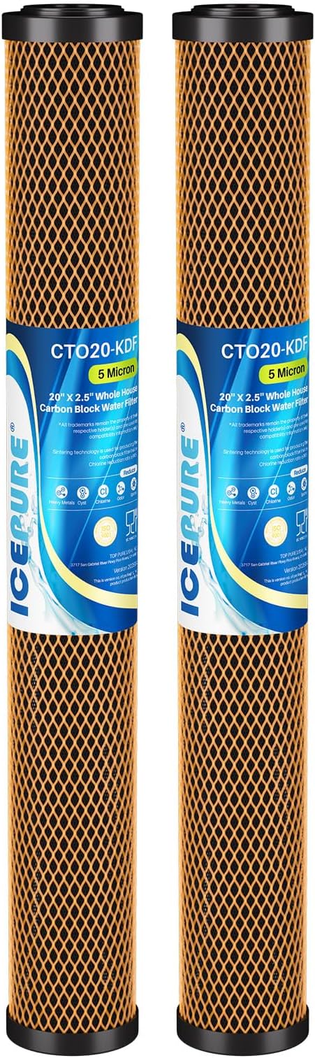 ICEPURE 5 Micron 20" x 2.5" Whole House Activated Carbon and KDF Water Filter by ICEPURE