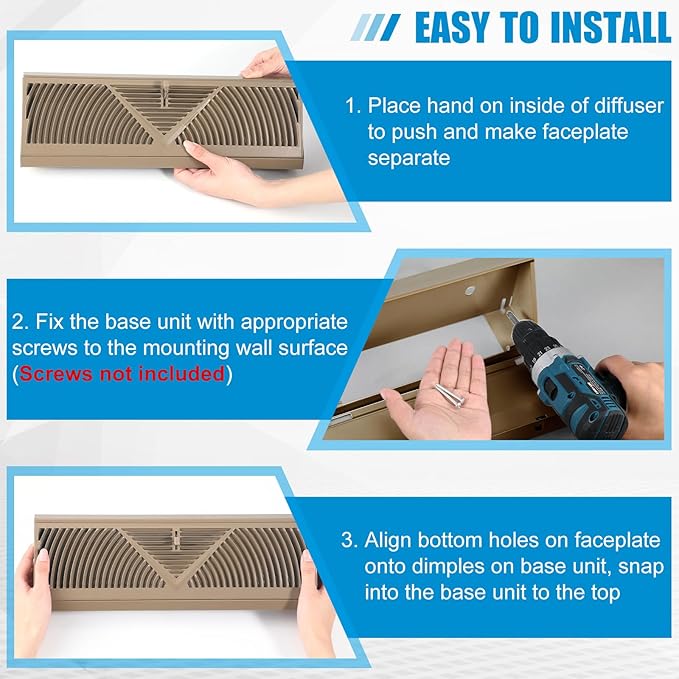 Yaocom 4 Pcs Baseboard Register Vent 15 Inch Duct Opening Size Baseboard Vent - Image 4