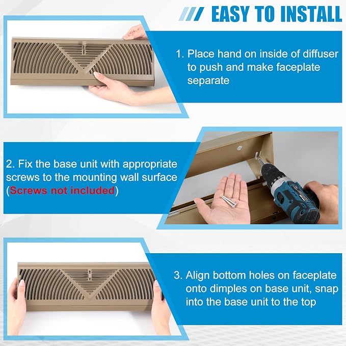 Yaocom 4 Pcs Baseboard Register Vent 18 Inch Duct Opening Size Baseboard Vent - Image 4
