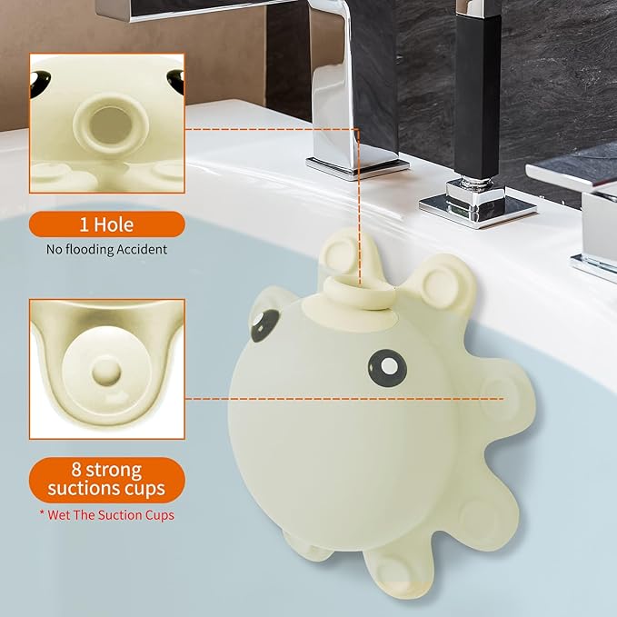 Bathtub Overflow Drain Cover - Tub Soak Bath Cover, Adds Inches of Water for Deeper Bath (White)