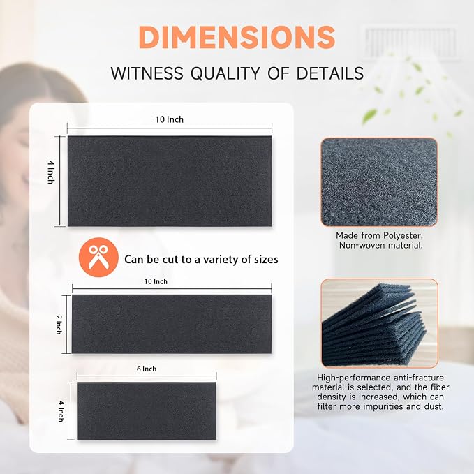 4 x 10 Inch Air Vent Filters, Activated Carbon Charcoal Filter - Image 3