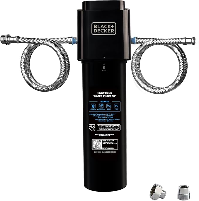 BLACK+DECKER Undersink Water Filter 10’’ | Reduces CHLORAMINE, Bad Taste by BLACKDECKER
