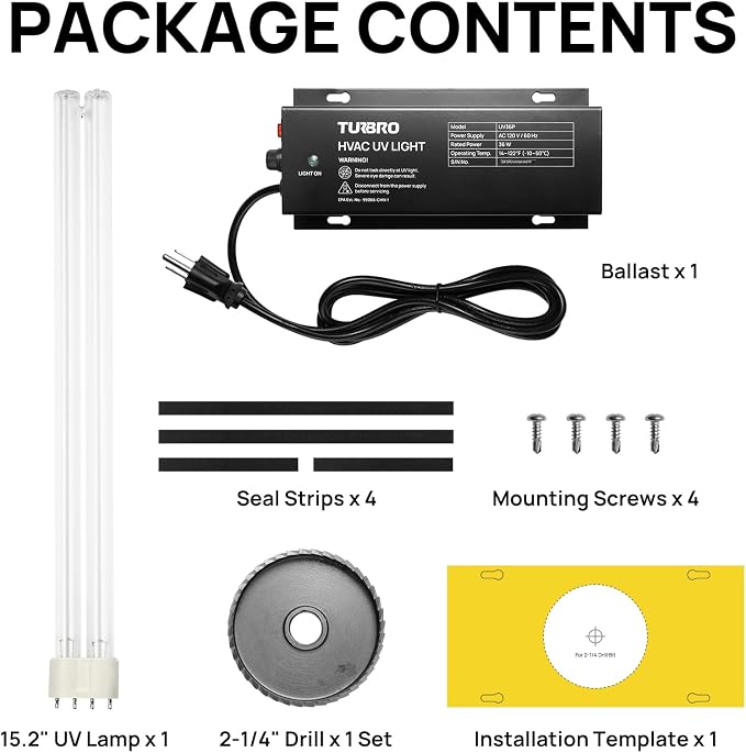 TURBRO AC 120V 36W HVAC UV Light Kit Air Purifier, ETL&CARB Certified, Comes - Image 7