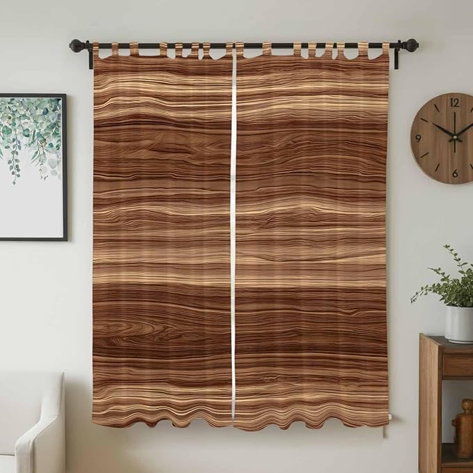Brown Western Living Room Curtains 84 Inch Length, Window Curtains Tab Top - Image 2