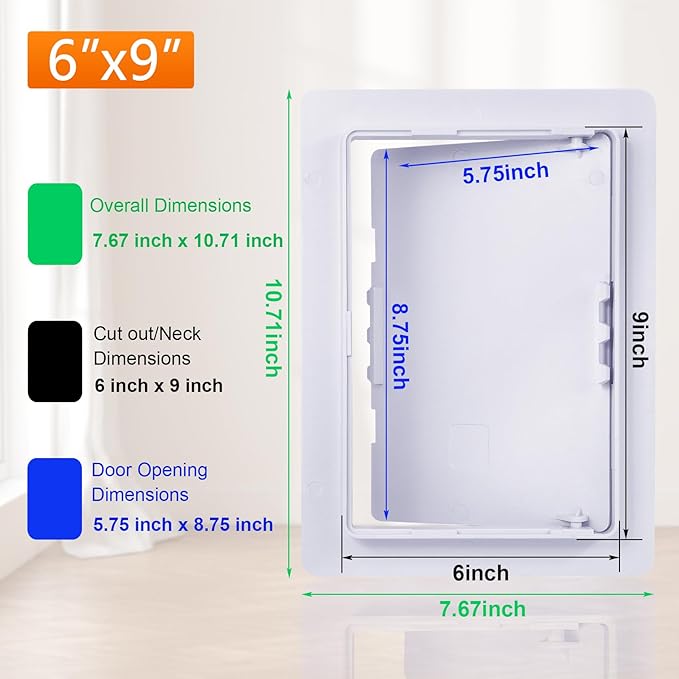 Suteck Plastic Access Panel for Drywall Ceiling 6 x 9 Inch Reinforced Plumbing Wall Access Doors Removable Hinged White
