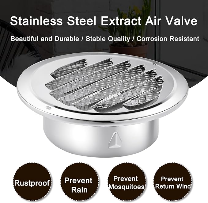 Zonon 12 Pcs Stainless Steel Soffit Vents 4 Inch Round Dryer Vent Cover - Image 5