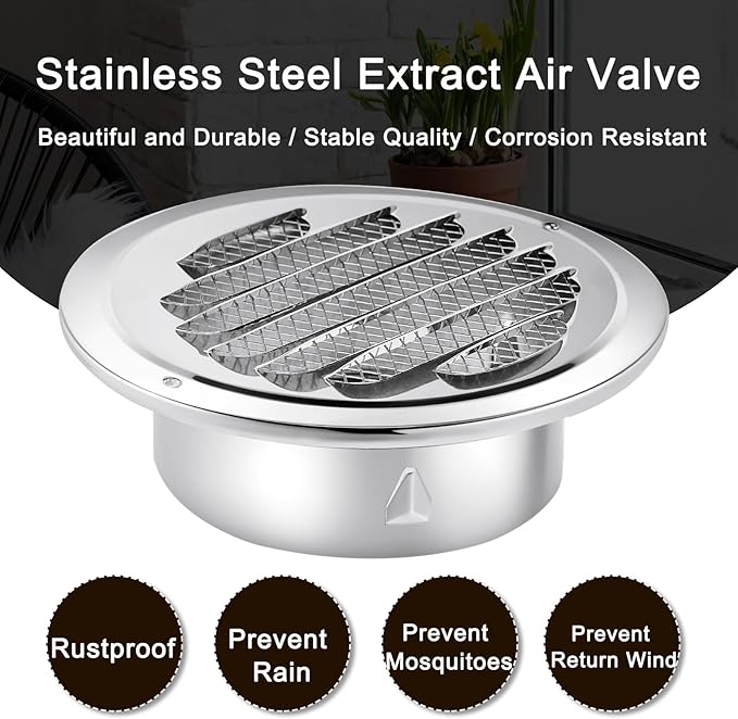 Zonon 24 Pcs Stainless Steel Soffit Vents 4 Inch Round Dryer Vent Cover - Image 3