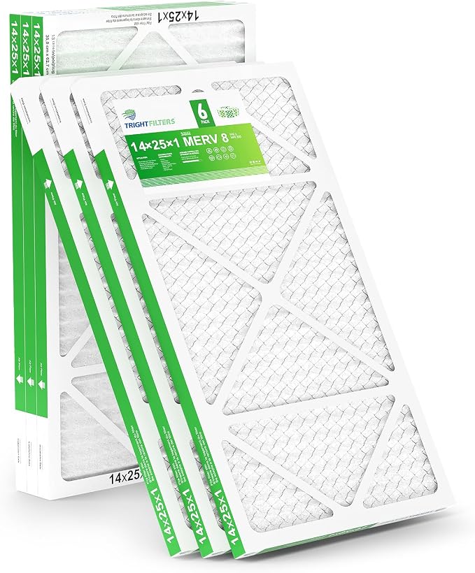 14x25x1 Air Filter 6 Pack, Durable MERV 8 Pleated Home HVAC AC Furnace Filters - Image 2