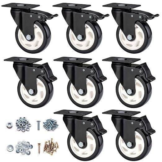 4" Swivel Casters Set of 8, Heavy Duty Locking Casters by CLOATFET